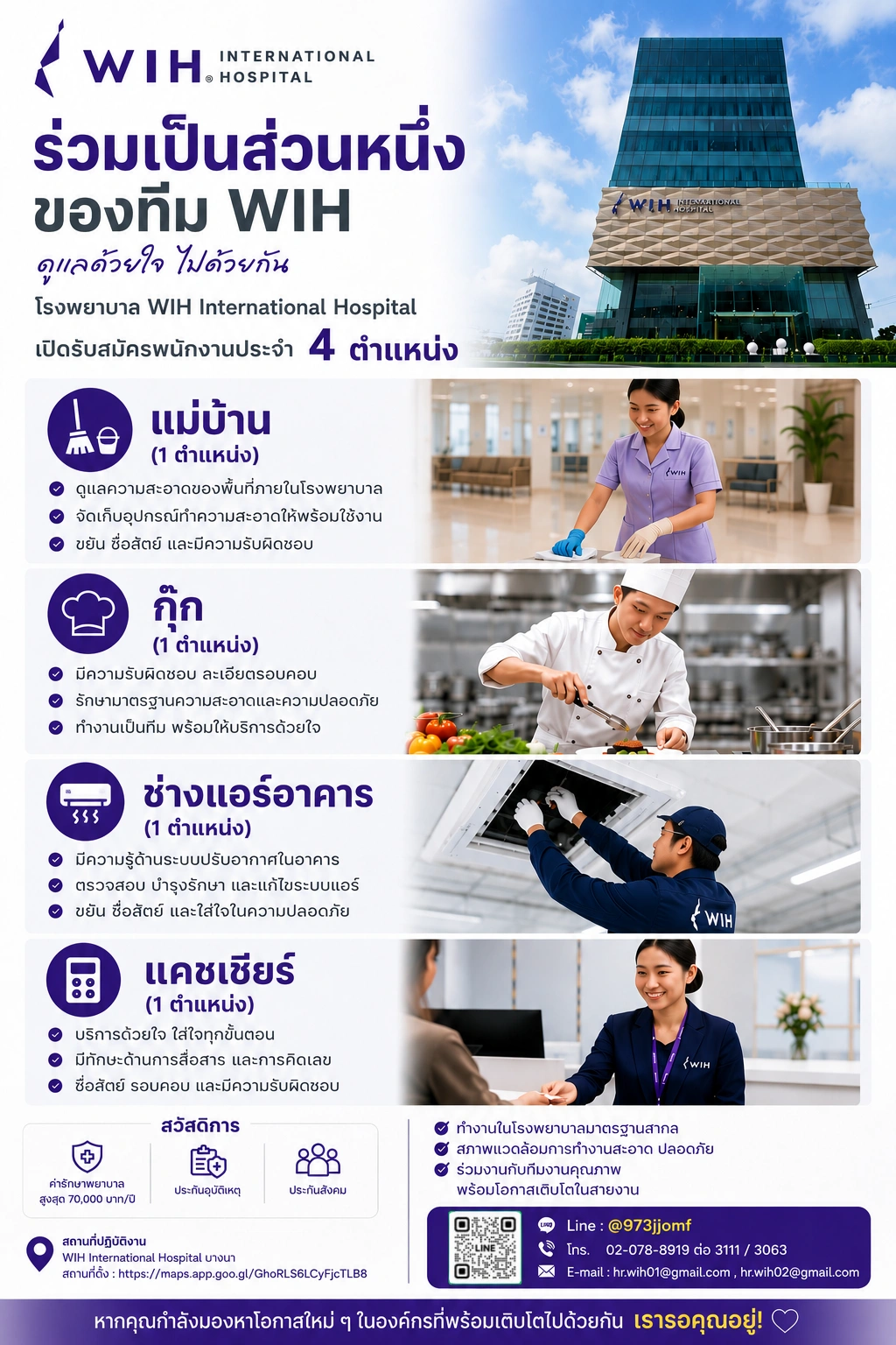 ประกาศรับสมัครงงานโรงพยาบาล WIH บางนา